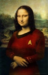 A lovely image of the Mona Lisa, in the famous red shirt of Star Trek.
